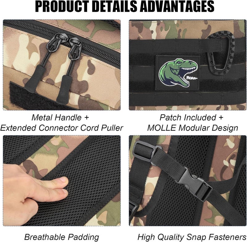 SunForMorning Kids Tactical Backpack Army Molle Bookbag Military Boys Backpack for School, Outdoor, Camping (Includes 2 Patches+1Carabiner), CM - Image 5